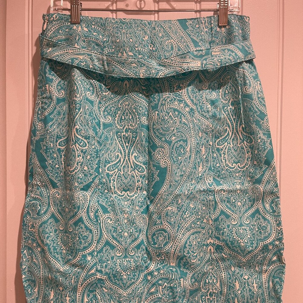 Talbots Paisley A-Line Belted Skirt